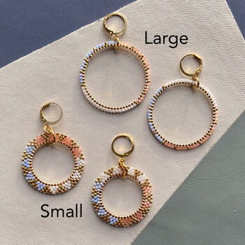 Hand Beaded Pastel Coloured Frosted Hoop Earrings, 4 of 7