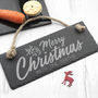 Personalised Merry Christmas Slate Hanging Sign, thumbnail 2 of 5