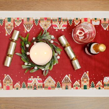 Christmas Table Runner Red Gingerbread, 5 of 8