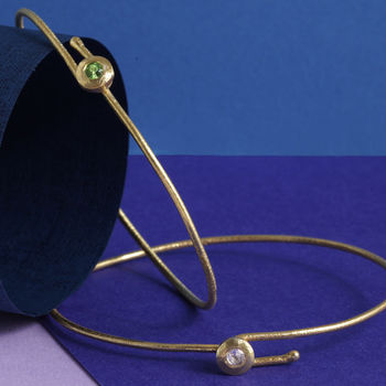Brushed Gold Vermeil Bangle With Gemstone Detail, 2 of 6