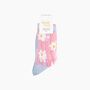 Daisy Stripes Combed Cotton Sheer Pop Socks In Blue/Pink, thumbnail 4 of 4