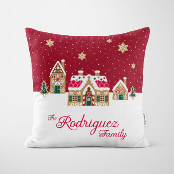 Personalised Red Gingerbread House Cushion, 4 of 7