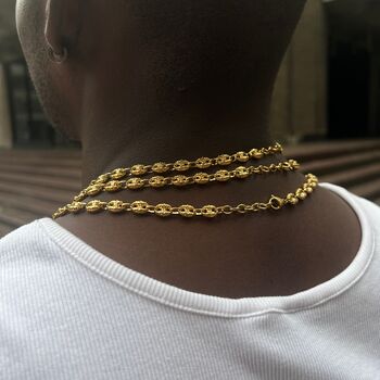 Gold Hammered Puff Mariner Chunky Chain Stainless Steel Necklace For Men, 10 of 12