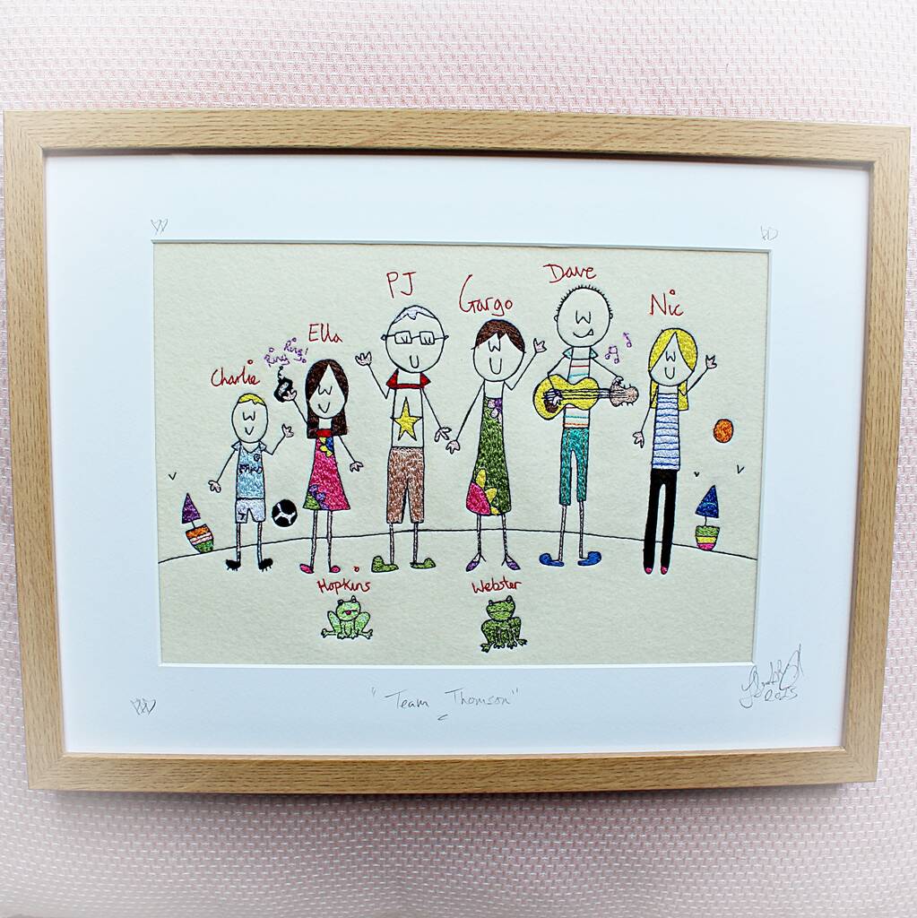 Personalised Family Picture Portrait Embroidery, 1 of 12