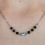 Golden Plated Turkish Evil Eye Black Beads Necklace, thumbnail 5 of 6