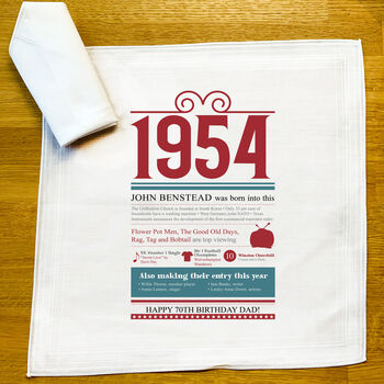 Personalised 70th Birthday Gift Handkerchief Pair, 5 of 8
