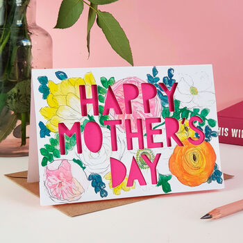 Happy Mother's Day Spring Floral Paper Cut Card, 2 of 6
