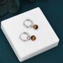 Sterling Silver Dangling Tiger's Eye Hoop Earrings, thumbnail 7 of 12