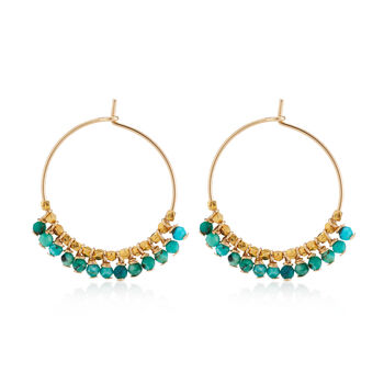 Turquoise And Gold Or Silver Nugget Medium Hoops, 2 of 4