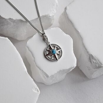 Compass With Zircon And Turquoise Pendant, 6 of 7
