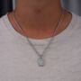 Gold Plated Rectangle Hammered Pendant Necklace For Men Stainless Steel Chain, thumbnail 8 of 12