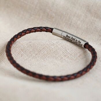 Men's Personalised Slim Woven Leather Bracelet, 11 of 11