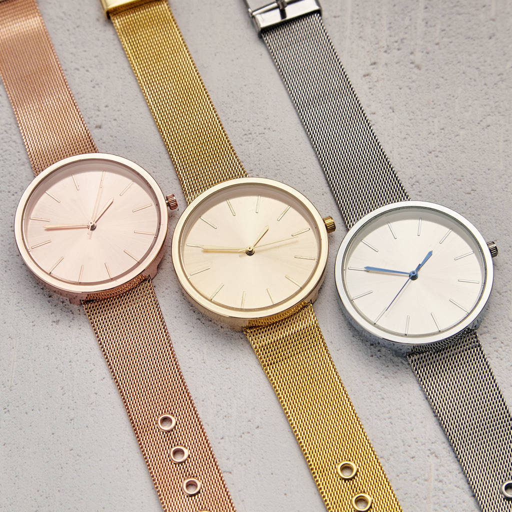 classic mesh strap watch by junk jewels