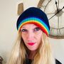 Cashmere Hat Rainbow Navy Beanie, thumbnail 1 of 3