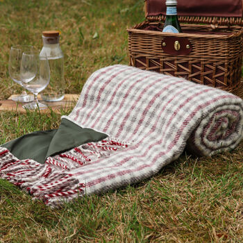 Strawberry And Cream Check Picnic Blanket, 3 of 4