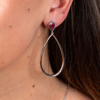 Petal Drop Earrings With Pear Cut Ruby, 3 of 6