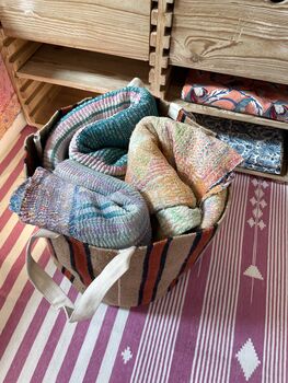 Large Wool And Jute Striped Basket Bag, 2 of 7