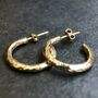 18ct Fair Mined Gold Plated Silver Textured Hoops, thumbnail 2 of 4