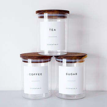 Tea, Coffee, Sugar Jars Set Of Three Acacia Jars, 4 of 9