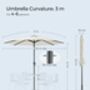 3m Garden Parasol Umbrella Upf 50+ Sun Shade 30° Tilt, thumbnail 12 of 12