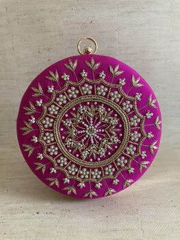 Hot Pink Circular Handcrafted Clutch Bag, 4 of 7