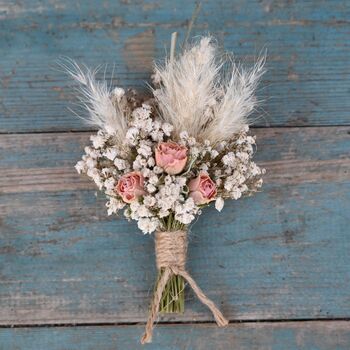 Wedding Dried Flower Buttonhole Pampas Blush Rose, 2 of 2