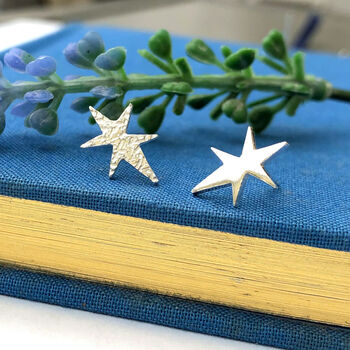 Mismatched Sterling Silver Northern Star Earrings, 7 of 9