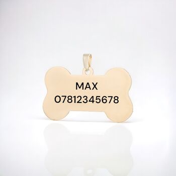 Personalised Handcrafted Solid Brass Dog Bone Name Tag, 3 of 3