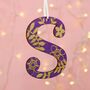 Purple Floral Initial Christmas Decoration, thumbnail 2 of 4