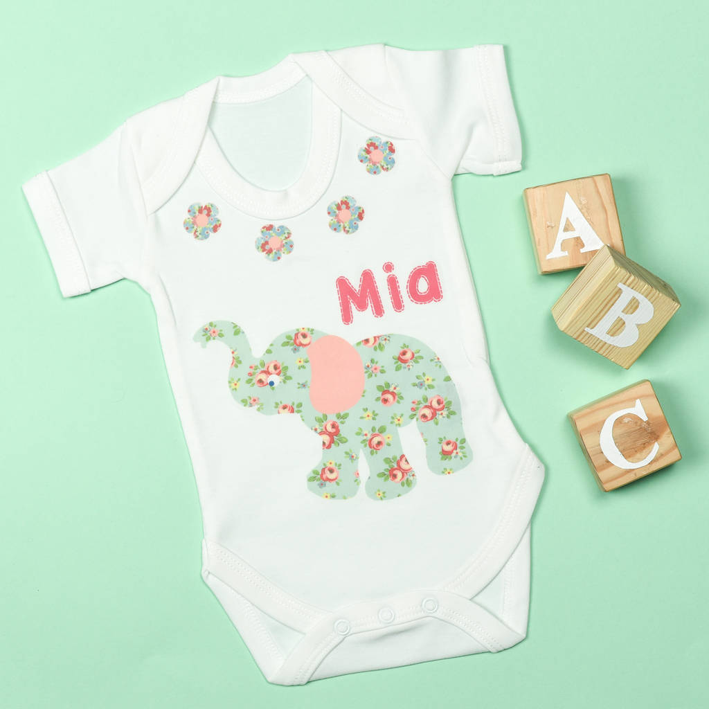 personalised elephant bodysuit by little baby boutique