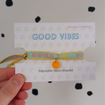 Good Vibes Positive Affirmation Ribbon Bracelet, 2 of 5