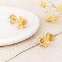 Gold Plated Sterling Silver March Birth Flower Daffodil Stud Earrings, thumbnail 4 of 4