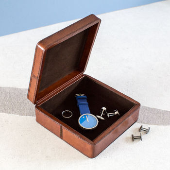 Personalised Square Leather Cufflink Box, 6 of 9