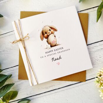 Adorable Bunny Easter Card For A Special Boy Handmade, 3 of 4