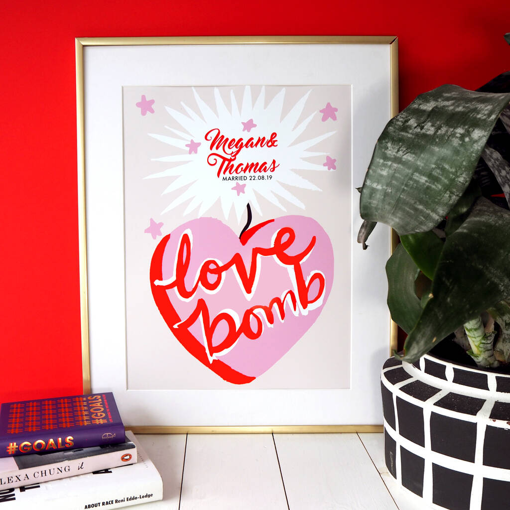 'Love Bomb' Personalised Valentine's Print By Eleanor Bowmer