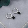 Sterling Silver Dangling Black Onyx Hoop Earrings, thumbnail 7 of 11