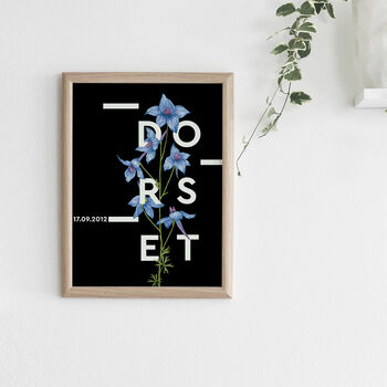 Personalised Larkspur Botanical Flower Art Print, 2 of 4