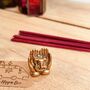 Mini Brass Ganesha In Palms Incense Joss Stick Holder, thumbnail 1 of 10