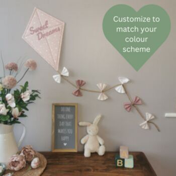 Sweet Dreams Nursery Wall Hanging, Pink Kite Decoration, Baby Gift, 2 of 9