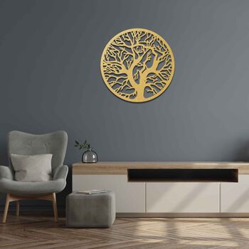 Round Wooden Tree Of Life Wall Art Elegant Home Decor, 3 of 9