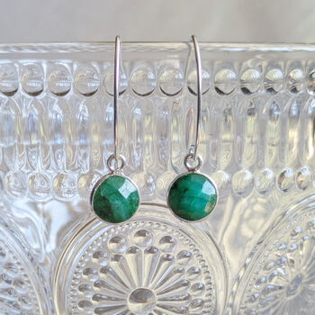 Emerald Sterling Silver Drop Earrings, 6 of 6