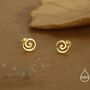 Koru Circle Spiral Internally Threaded Flat Back Earrings In Sterling Silver, thumbnail 6 of 11