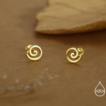 Koru Circle Spiral Internally Threaded Flat Back Earrings In Sterling Silver, 6 of 11