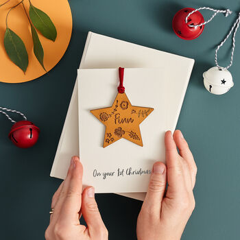 Personalised Engraved Keepsake Star Christmas Card, 2 of 4