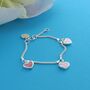 Personalised Pink Heart Charm Childs Bracelet, thumbnail 1 of 2