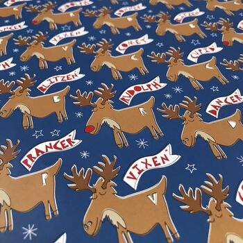 Rudolph And Reindeer Christmas Wrapping Paper, 3 of 10