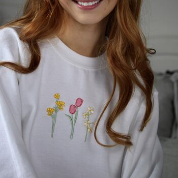 Embroidered Floral ' You Look Lovely ' Back Sweater, 2 of 5