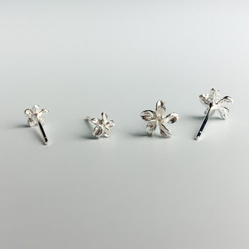 Sterling Silver Dainty Flower Stud Earrings, 4 of 6