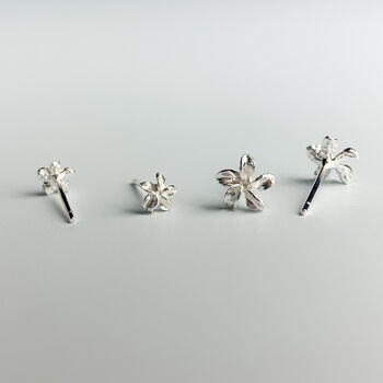 Sterling Silver Dainty Flower Stud Earrings, 4 of 7