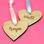 Personalised Name Wooden Heart Hanging Decoration, thumbnail 2 of 2